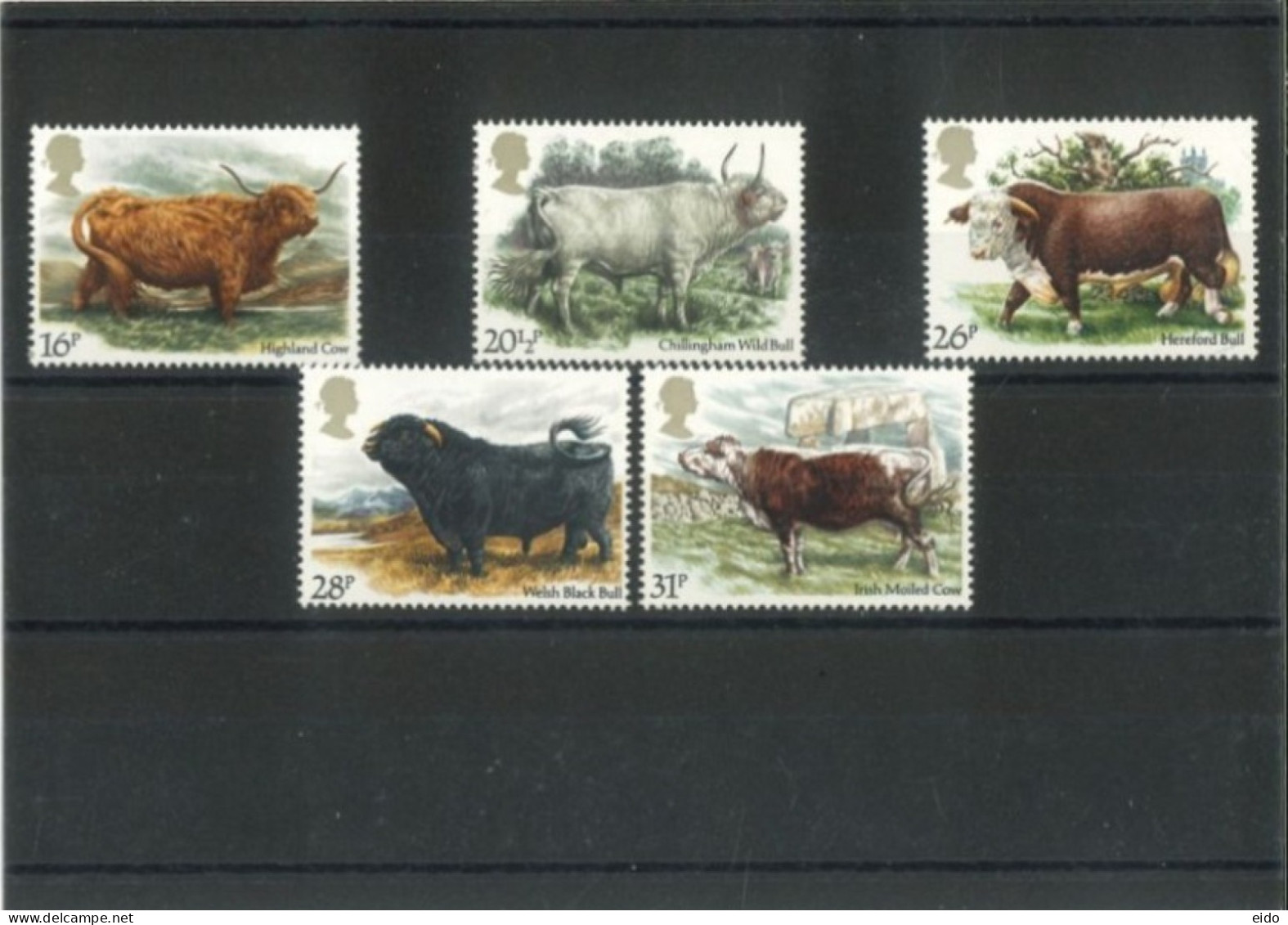 GREAT BRITAIN - 1984 - BRITISH CATTLE STAMPS COMPLETE SET OF 5, SG # 1240/44, UMM(**). - Universal Mail Stamps