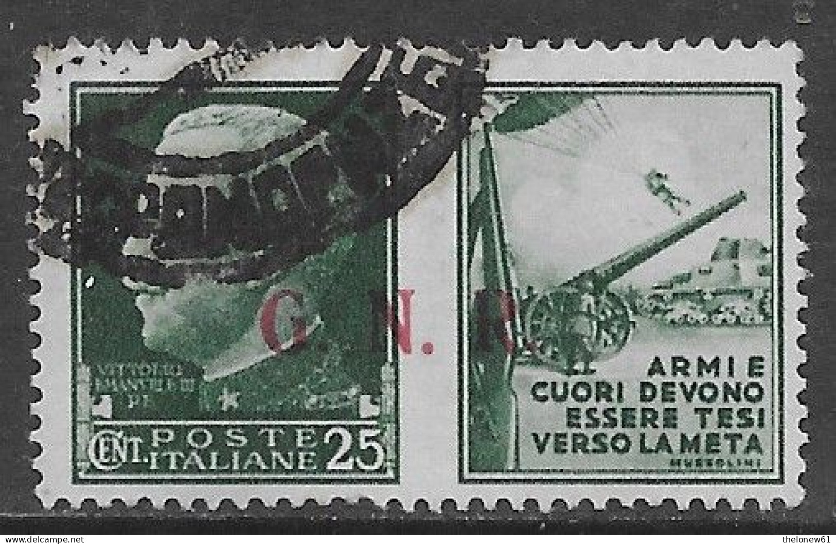 Italia Italy 1944 RSI Propaganda Di Guerra GNR C25 Armi E Cuori Sa N.PG14 US - Kriegspropaganda