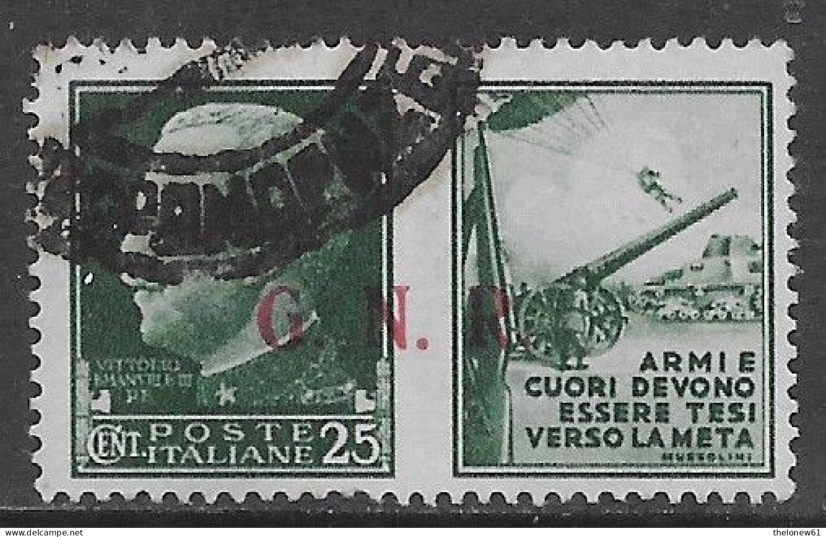 Italia Italy 1944 RSI Propaganda Di Guerra GNR C25 Armi E Cuori Sa N.PG14 US - Propaganda Di Guerra