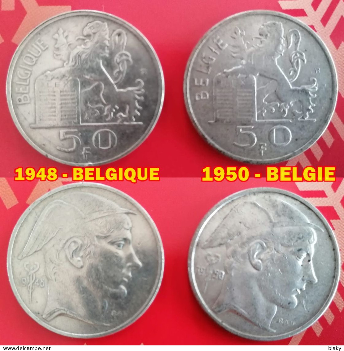 1948- BELGIQUE   1950 - BELGIE - REGENCE - 2 PIECES DE 50.00 FR - 50 Francs