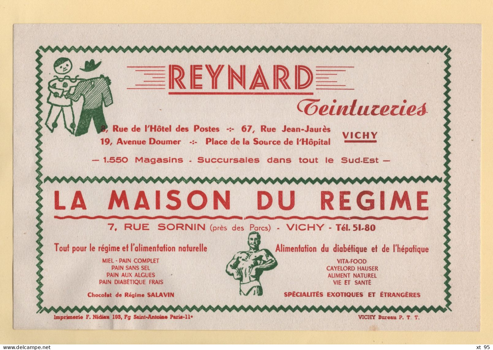 Buvard - Maisons Recommandees - Vichy - Maison Du Regime Miel Pain - Teintureries Reynard - M