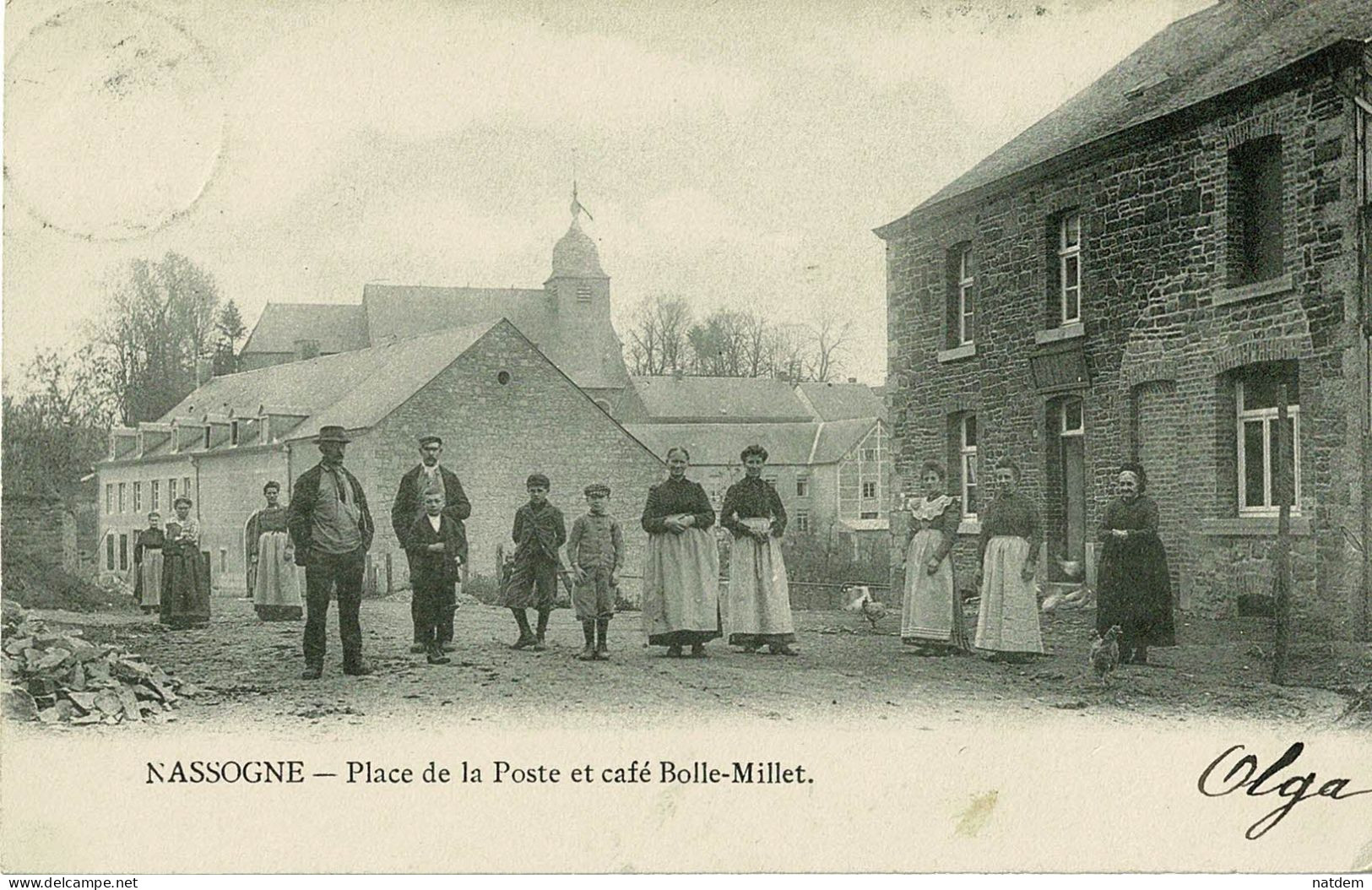 Nassogne, Place De La Poste Et Café Bolle-Millet - Nassogne