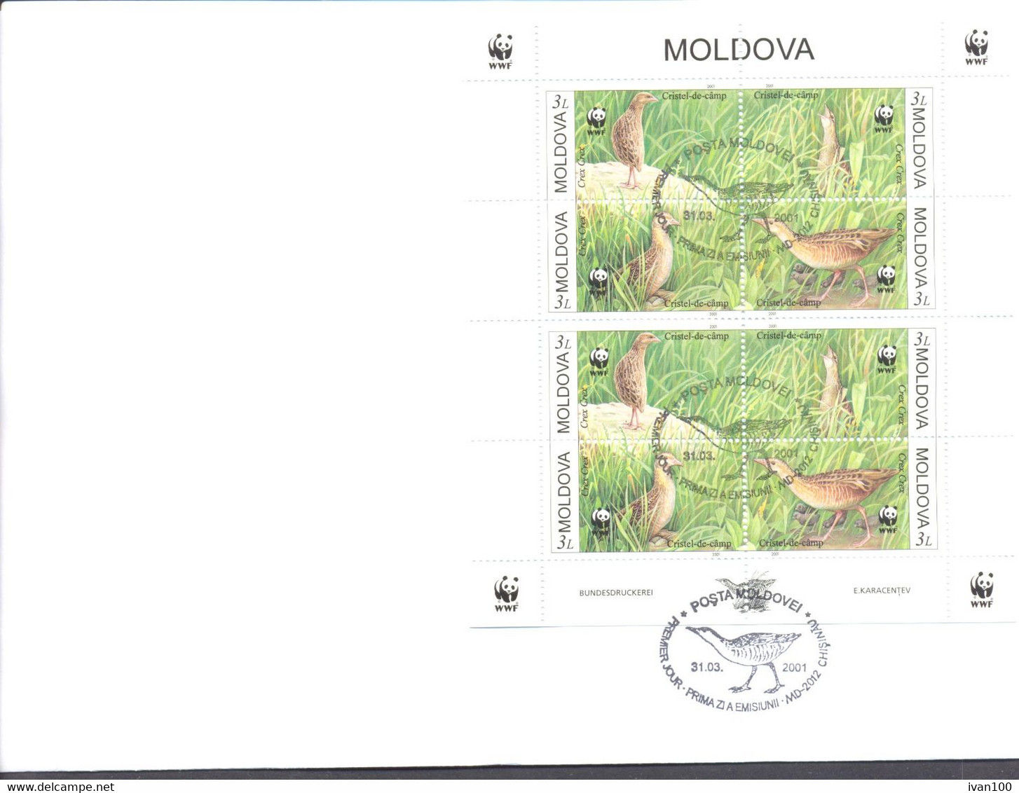 2001.Moldova,  Bird, FDC With Sheetlet, Mint/** - Andere & Zonder Classificatie