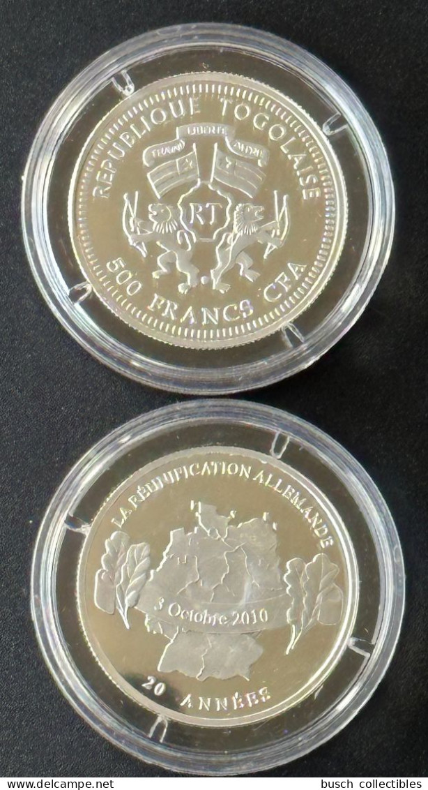 Togo 2010 - 500 Francs CFA Silver Argent Silber La Réunification Allemande 3 Octobre Wiedervereinigung 20 Années - Togo
