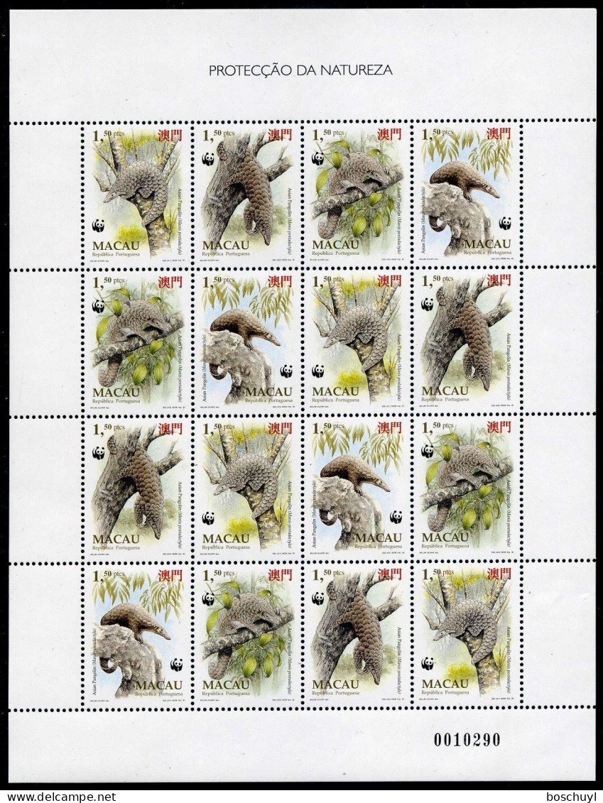 Macau, 1995, WWF, World Wildlife Fund, Animals, Fauna, MNH Sheet, Michel 795-798 - Blocchi & Foglietti