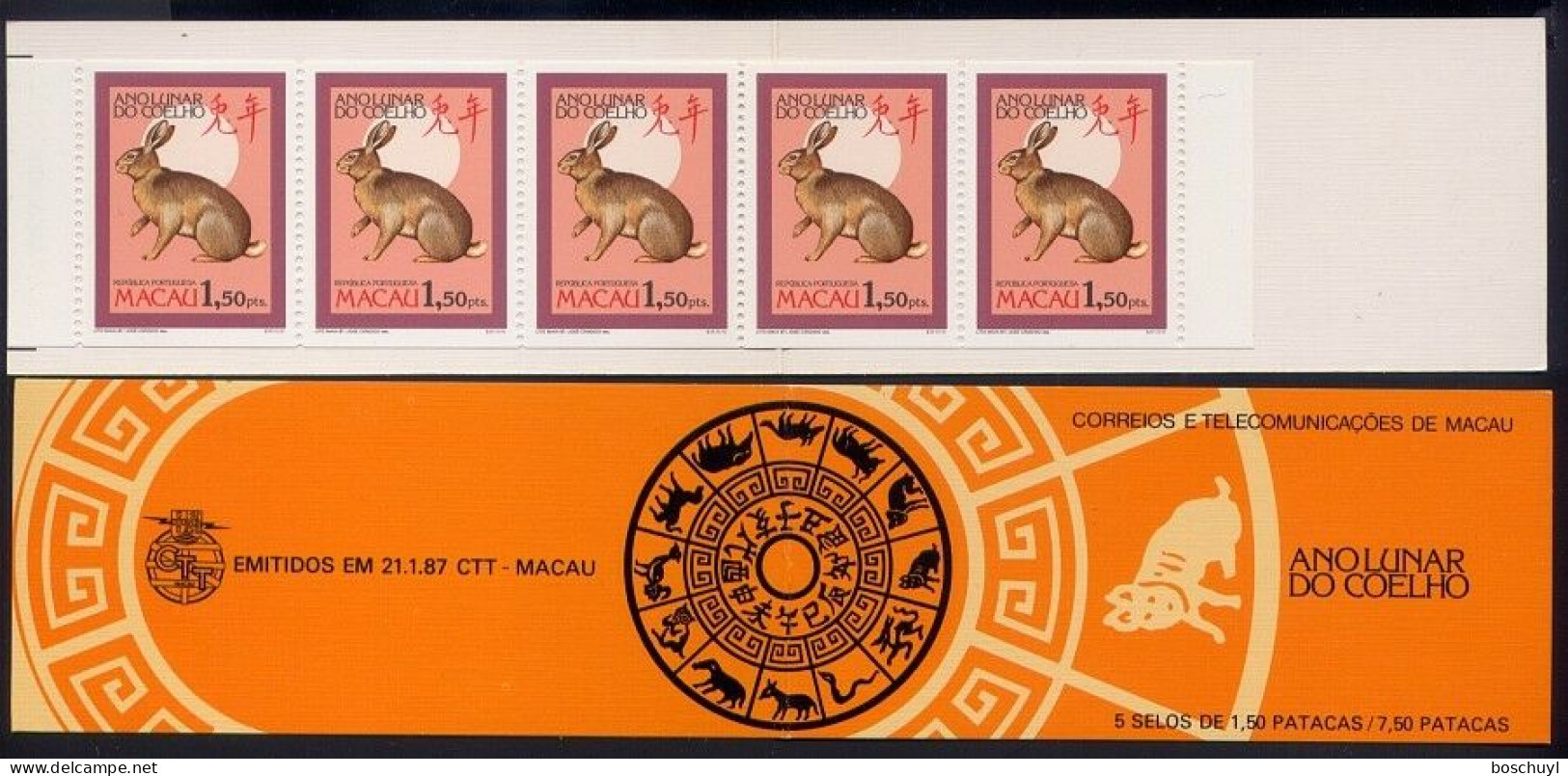 Macau, 1987, Year Of The Rabbit, Chinese New Year, MNH Booklet, Michel MH 568C - Booklets