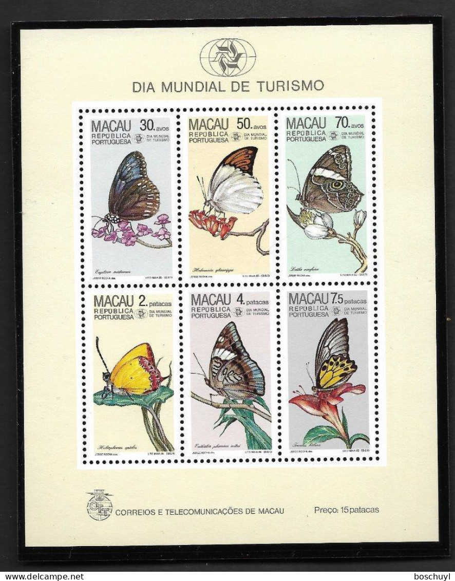Macau, 1988, Butterflies, Insects, Animals, Fauna, MNH, Michel Block 3 - Blokken & Velletjes