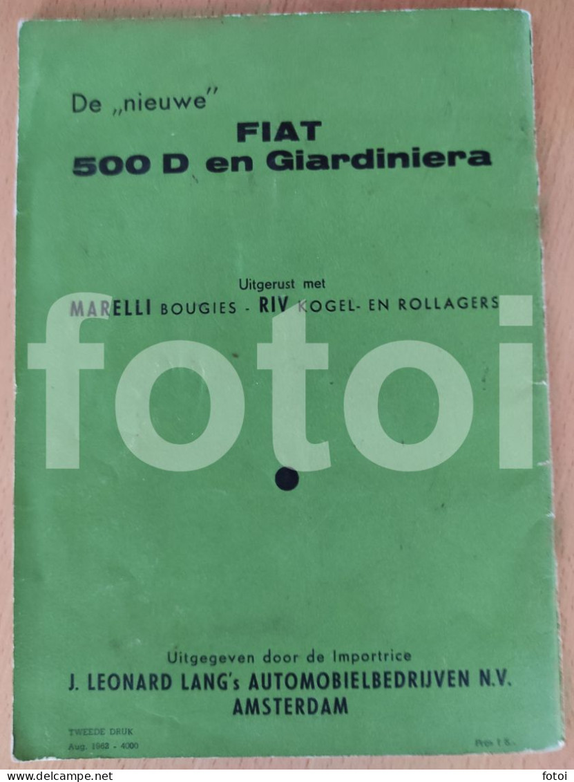 60s ORIGINAL DUTCH FIAT 500 D HANDLEIDING NEDERLAND CAR INSTRUCTIONS MANUAL