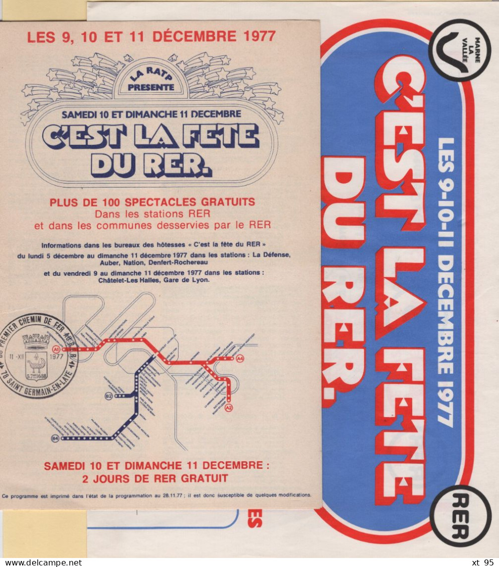 Affiche Programme + Prospectus - Fete Du RER - 1977 - Trains  Transports - Saint Germain En Laye Marne La Vallee - Programmes