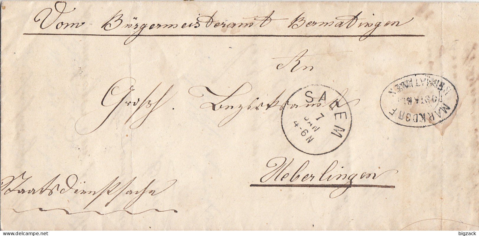 Baden Brief Salem 7.1. Gel. Nach Überlingen Postablagest. Markdorf-Beimatingen Mit Inhalt - Lettres & Documents