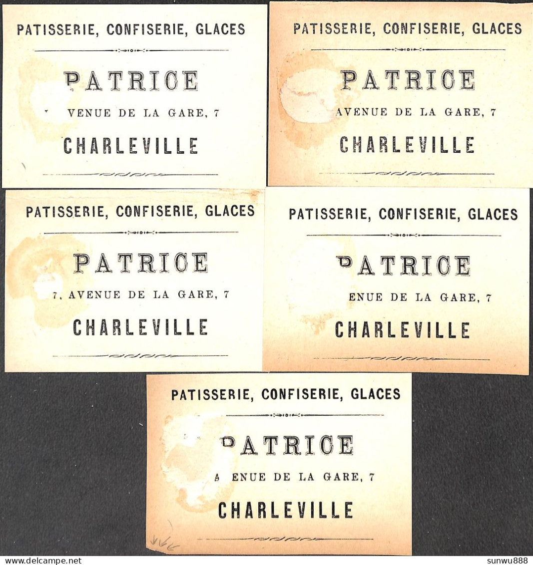 Lot 5 Chromo Patrice, Charleville - Patisserie, Confiserie, Glaces (thème Enfants Pêche Chasse) - Altri & Non Classificati