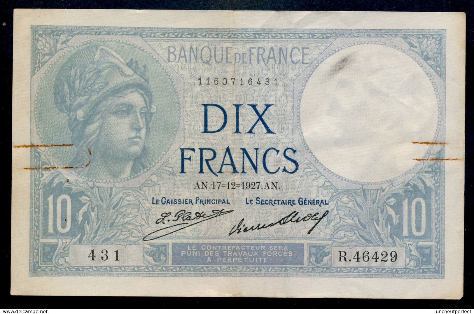 10 Francs 1927 Fay- F.06-12a TTB/SUP - 10 F 1916-1942 ''Minerve''