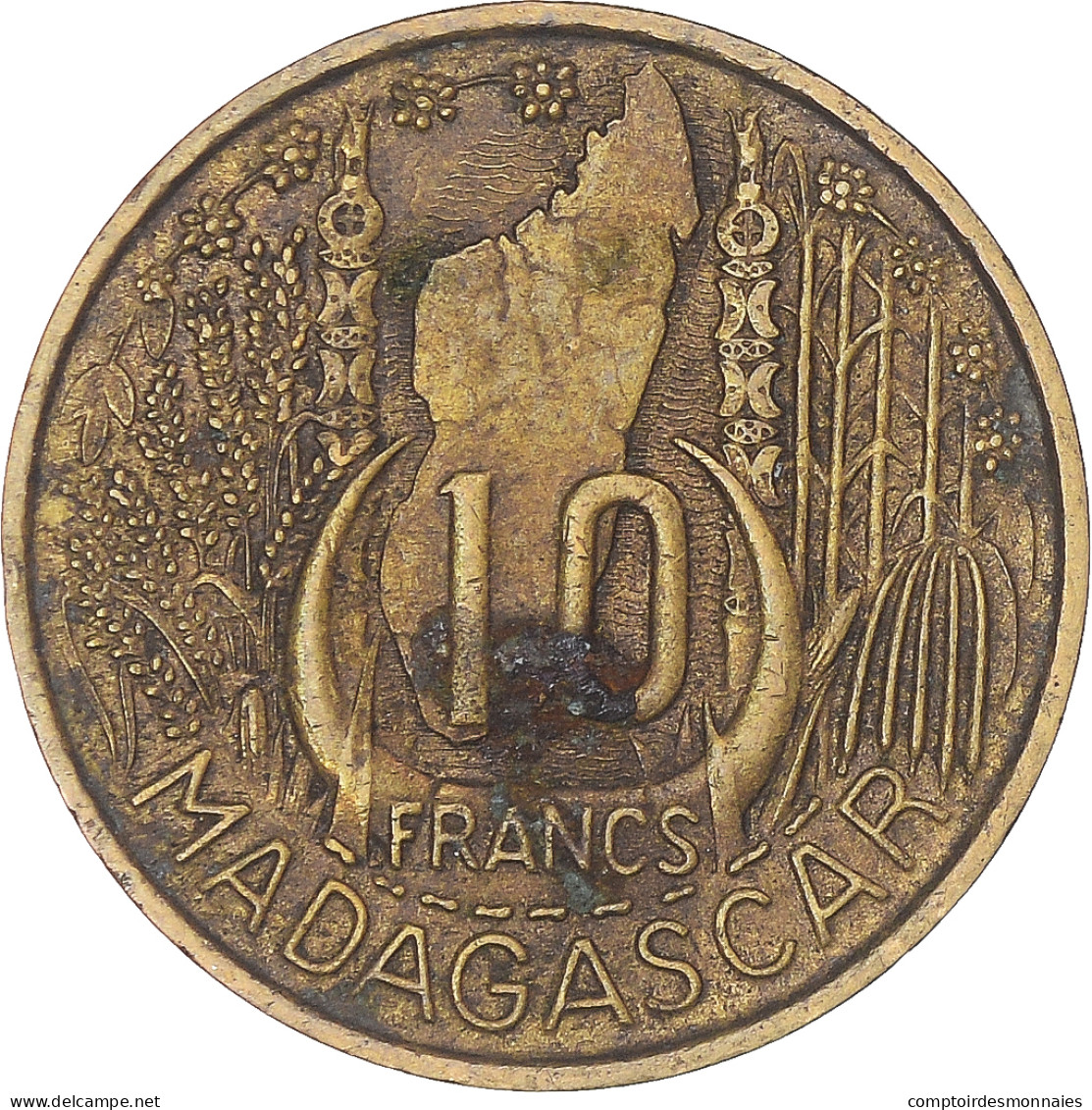 Monnaie, Madagascar, 10 Francs, 1953 - Madagascar