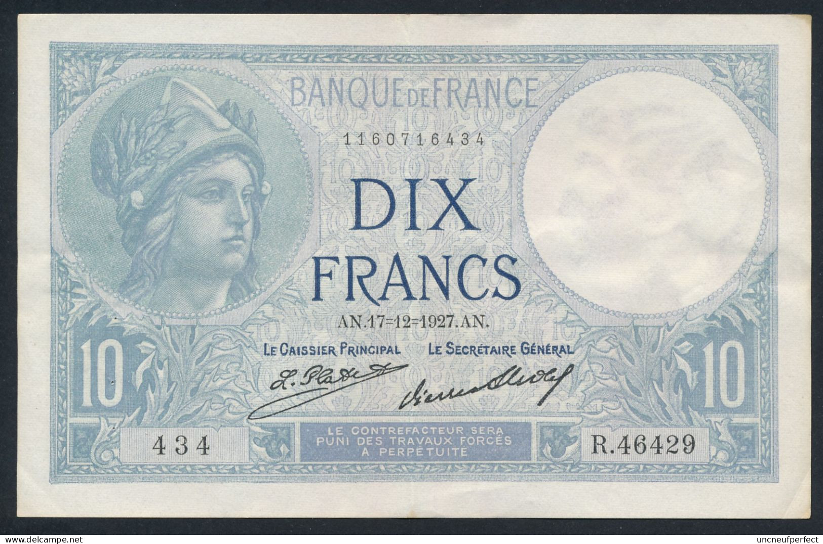 10 Francs 1927 Fay- F.06-12a SUP+ - 10 F 1916-1942 ''Minerve''