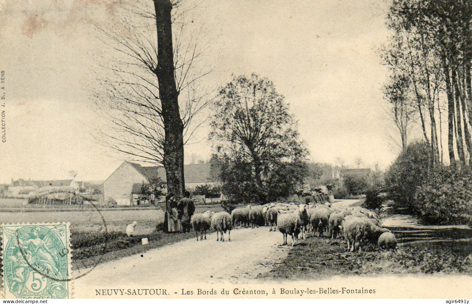 - NEUVY-SAUTOUR (89) -  Les Moutons Et Berger Au Bord Du Créanton, à Boulay  -25493- - Neuvy Sautour