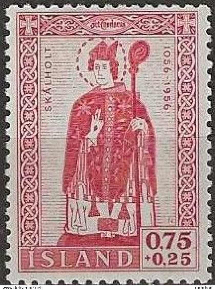 ICELAND 1956 Ninth Centenary Of Consecration Of First Icelandic Bishop - 75a.+25a - St Thorlacas MH - Neufs