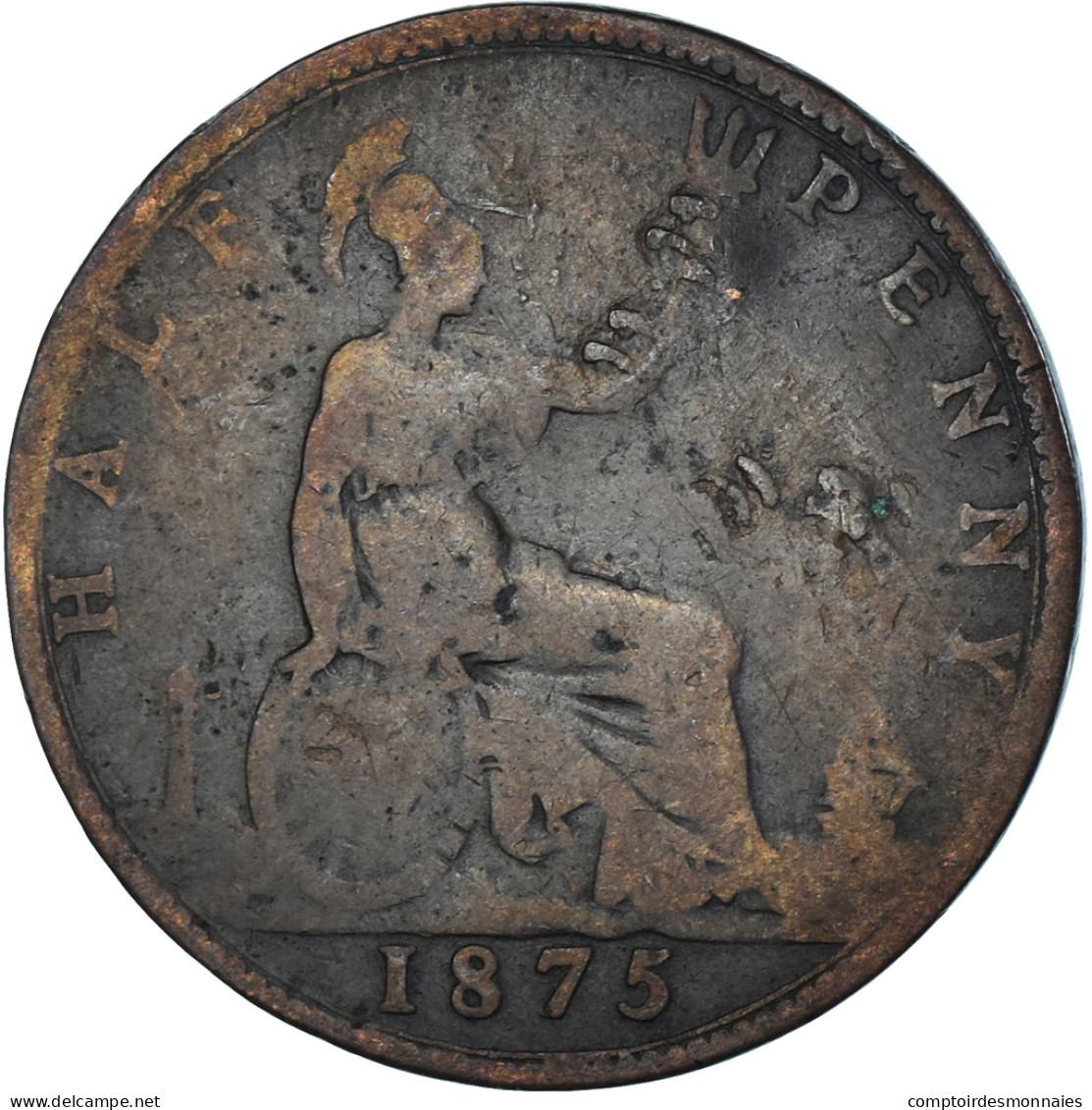Monnaie, Grande-Bretagne, 1/2 Penny, 1875 - C. 1/2 Penny