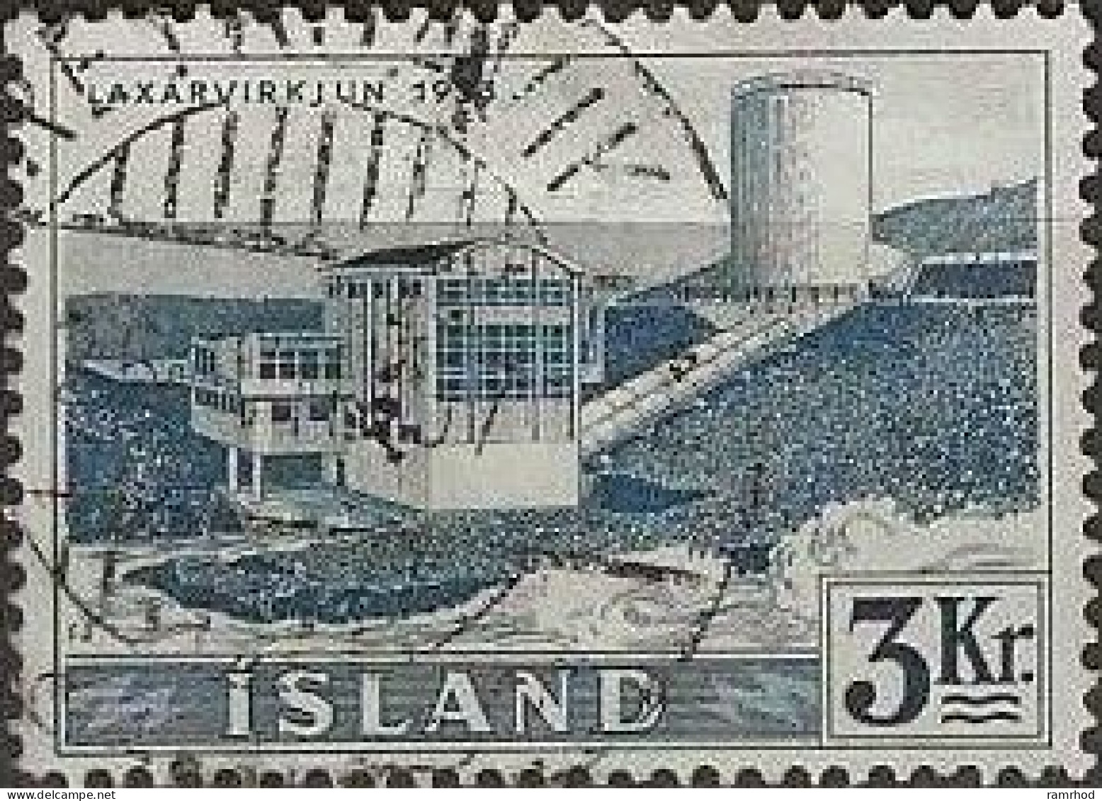 ICELAND 1956 Power Plants And Waterfalls - 3k. Laxarvirkjun FU - Used Stamps