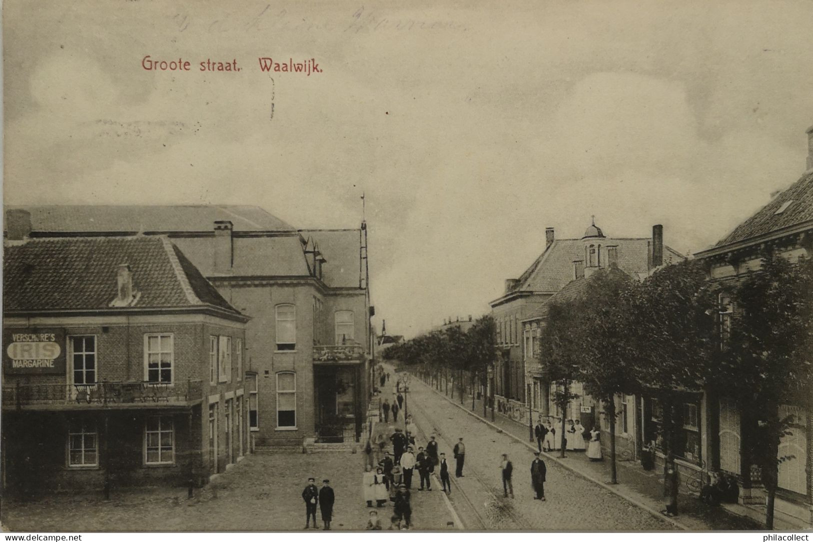 Waalwijk (N-Br.) Groote Straat (Veel Volk) 1910 - Waalwijk