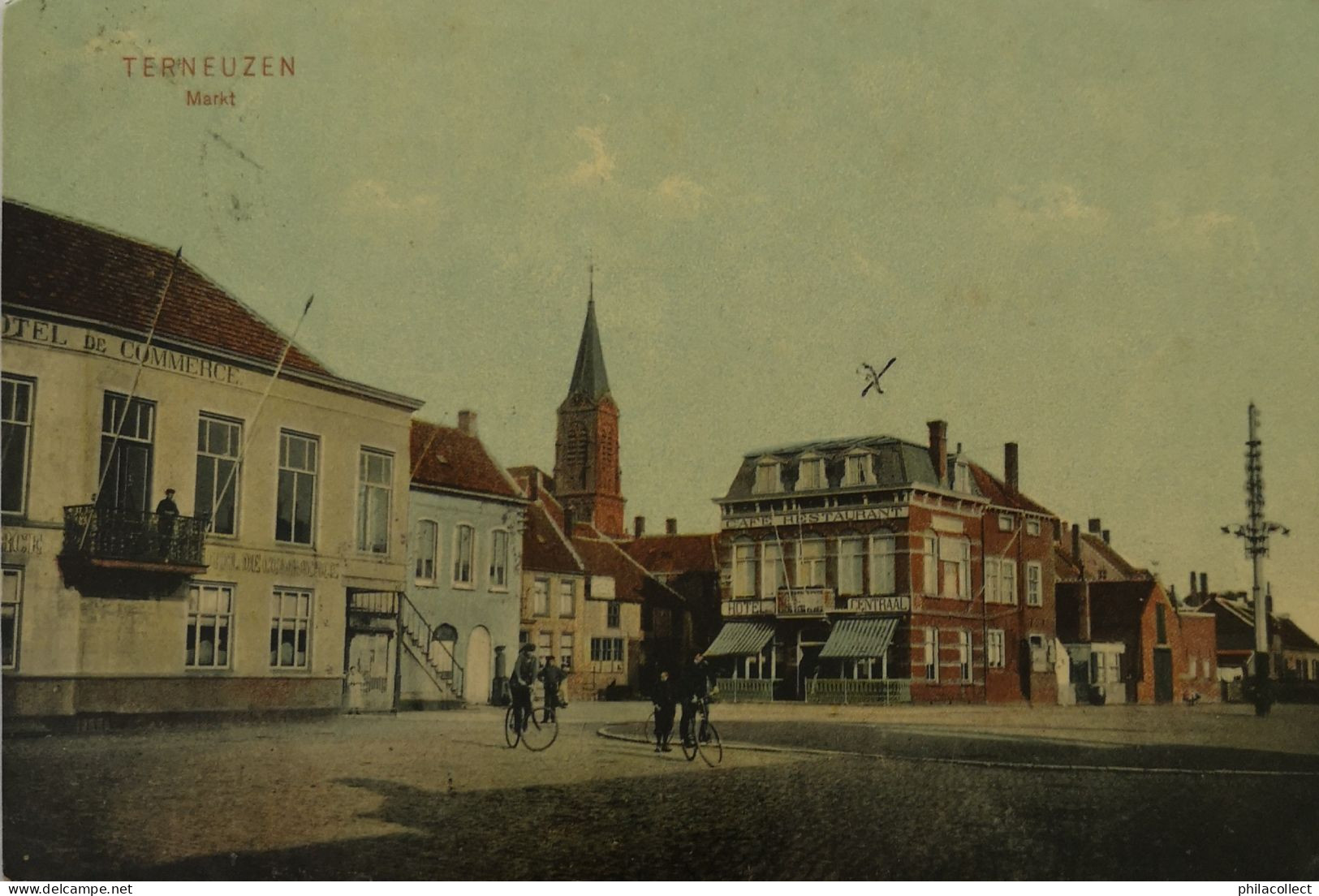 Terneuzen) Zld.) Markt (Hotel Centraal En Hotel De Commerce) 1908 - Terneuzen