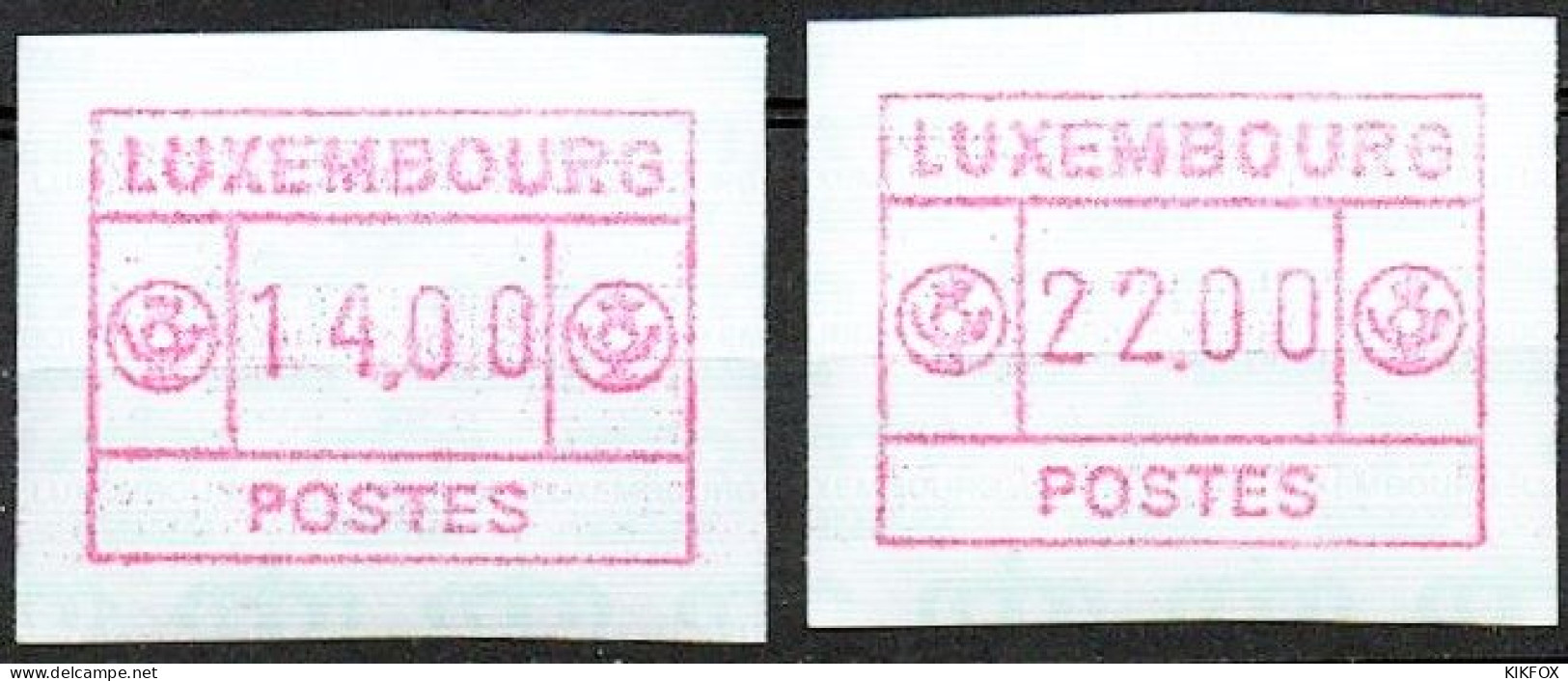 Luxembourg, Luxemburg , 1992, MI 2 .AUTOMATENMARKEN, DISTRIBUTEUR , 2 WERTE - Frankeervignetten