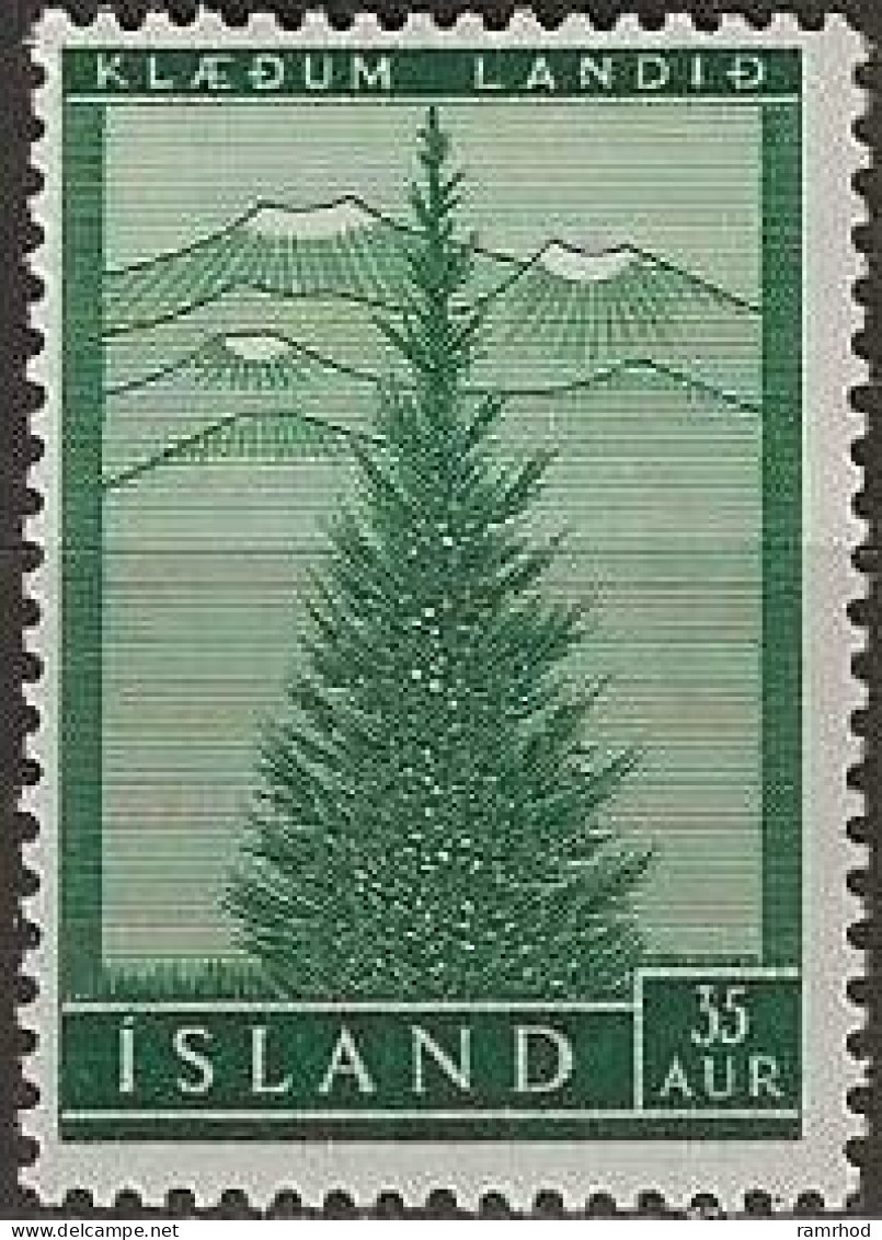 ICELAND 1957 Reafforestation Campaign - 35a. - Green MH - Neufs