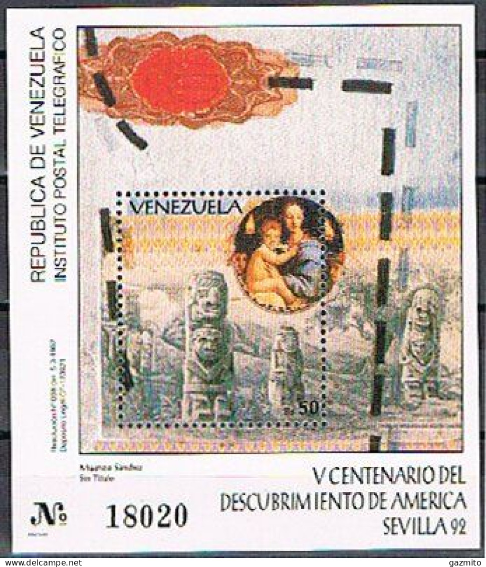 Venezuela 1992, 500th Discovery Of America, Sevilla 92, BF - 1992 – Séville (Espagne)
