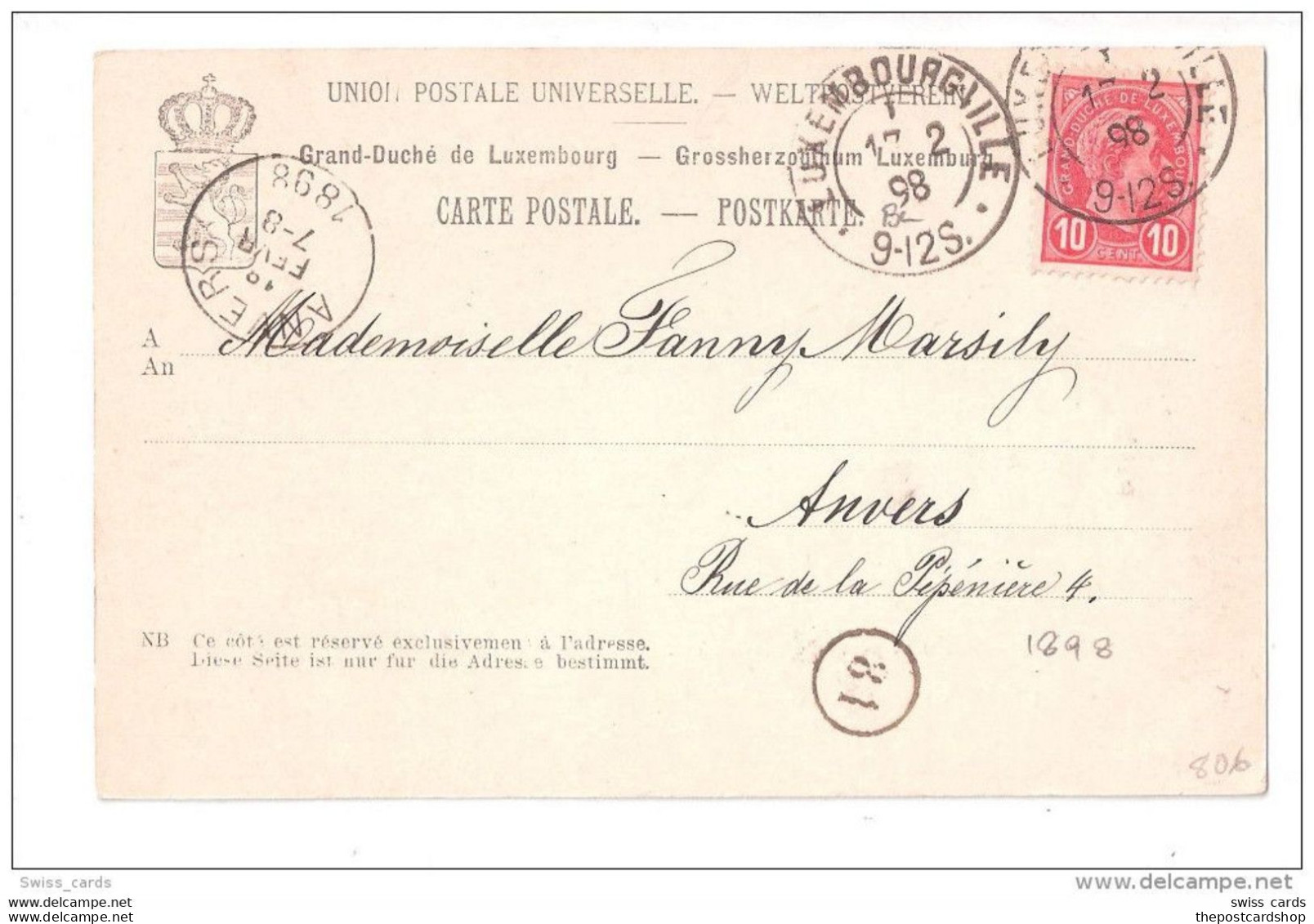 CPA LUXEMBOURG Vallee De Clausen + Stamp Used Various Postmarks 1898 EARLY UNDIVIDED BACK Used - Luxemburg - Stad