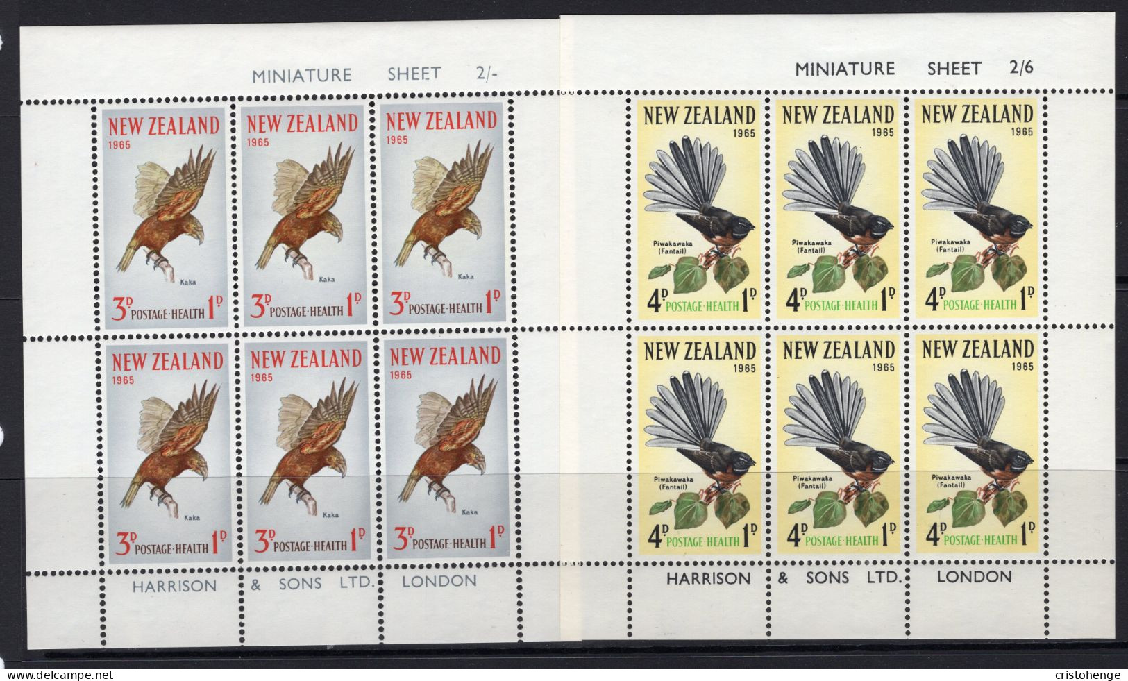 New Zealand 1965 Health - Birds - MS Set Of 2 HM (SG MS832c) - Nuevos