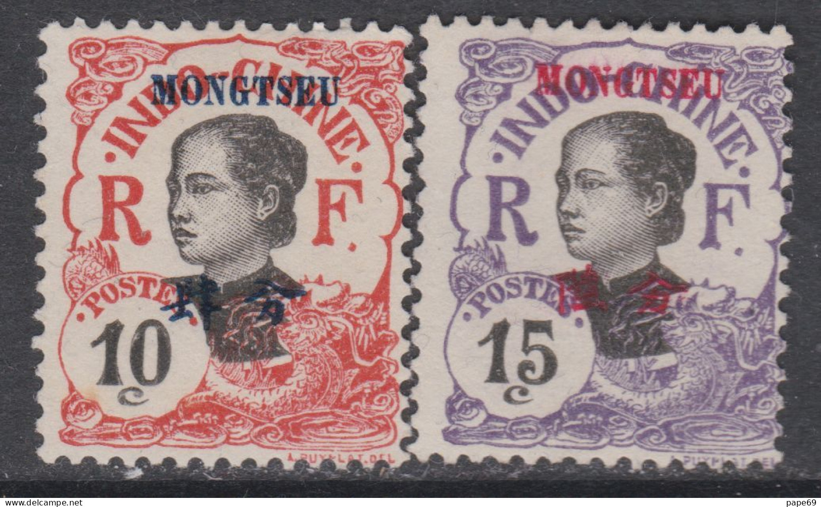 Mong-Tzeu N°  38 + 39 (.) Timbres D'Indochine Surchargés : Les 2 Valeurs Neuf Sans Gomme Sinon TB - Ungebraucht