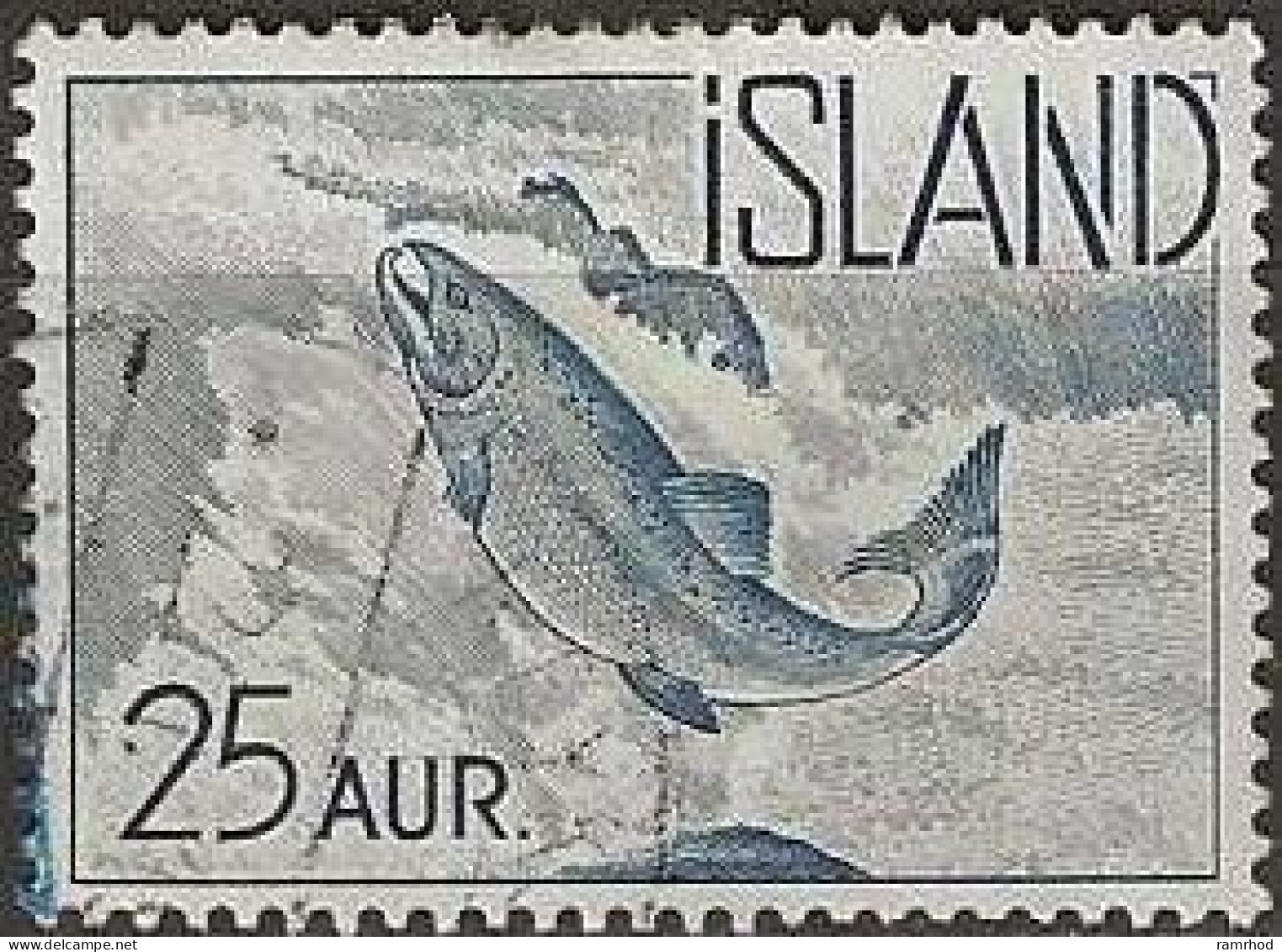 ICELAND 1959 Atlantic Salmon - 25a. - Blue FU - Oblitérés