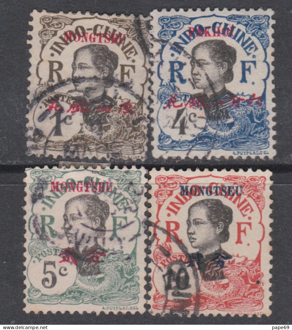 Mong-Tzeu N°  34A + 36 / 38 O Timbres D'Indochine Surchargés : Les 4 Valeurs Oblitérées Sinon TB - Ungebraucht