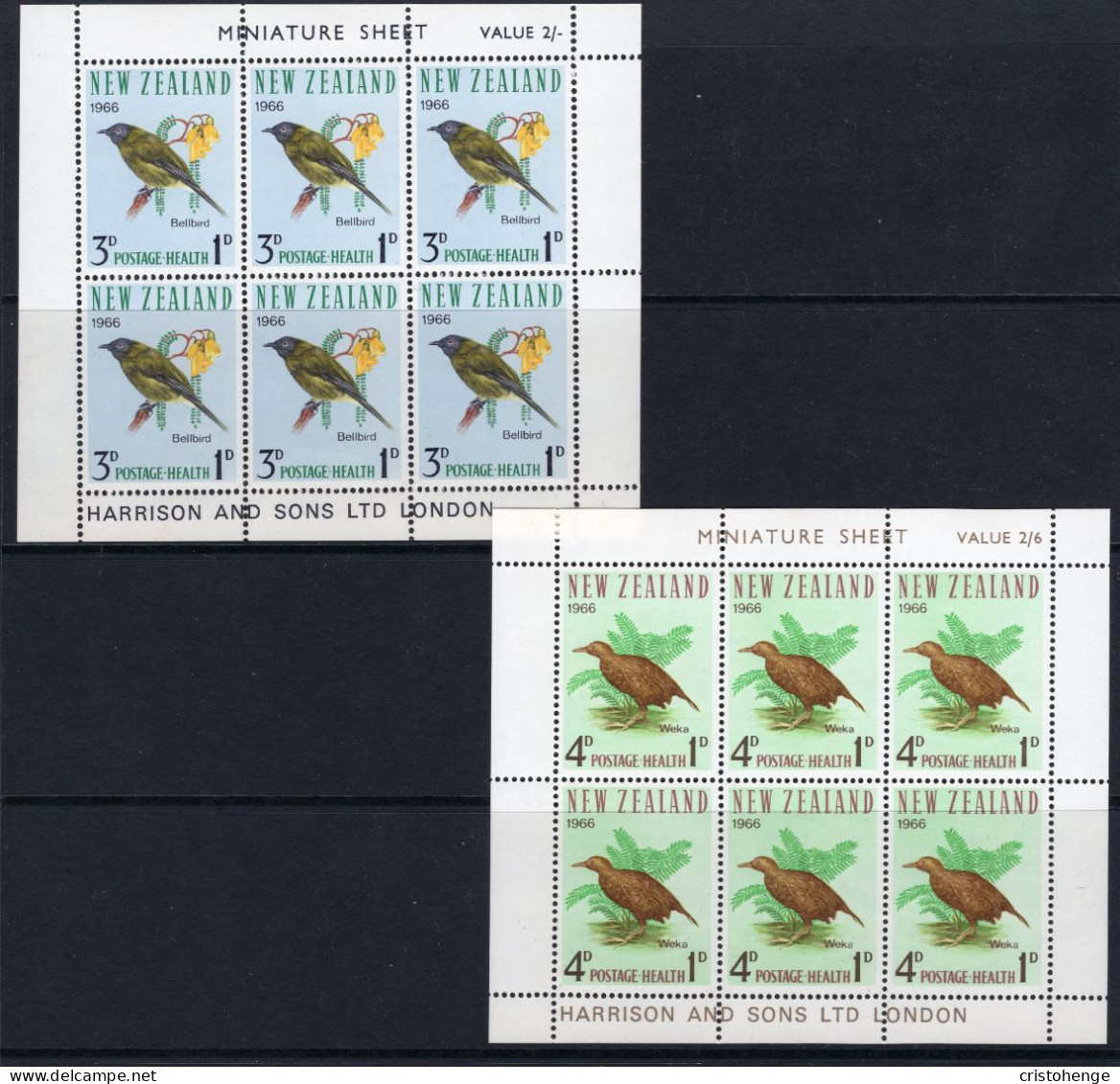 New Zealand 1966 Health - Birds MS Set Of 2 HM (SG MS841) - Neufs