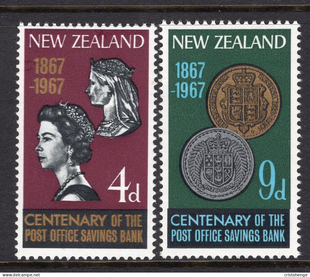 New Zealand 1967 Centenary Of Post Office Savings Bank Set HM (SG 843-844) - Nuevos