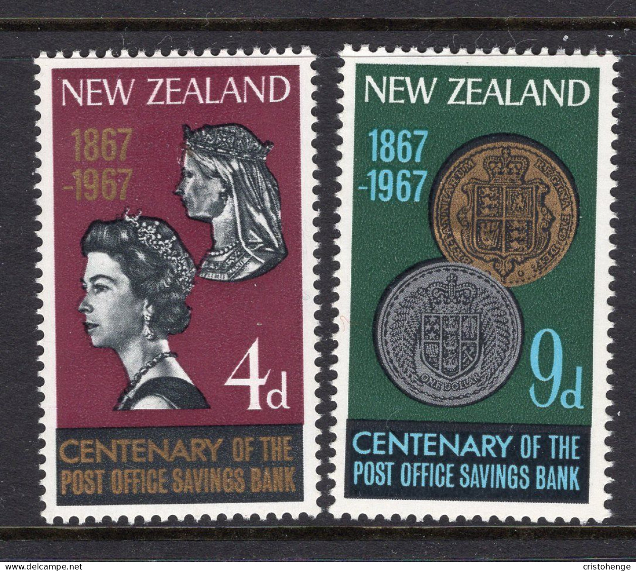 New Zealand 1967 Centenary Of Post Office Savings Bank Set HM (SG 843-844) - Nuevos