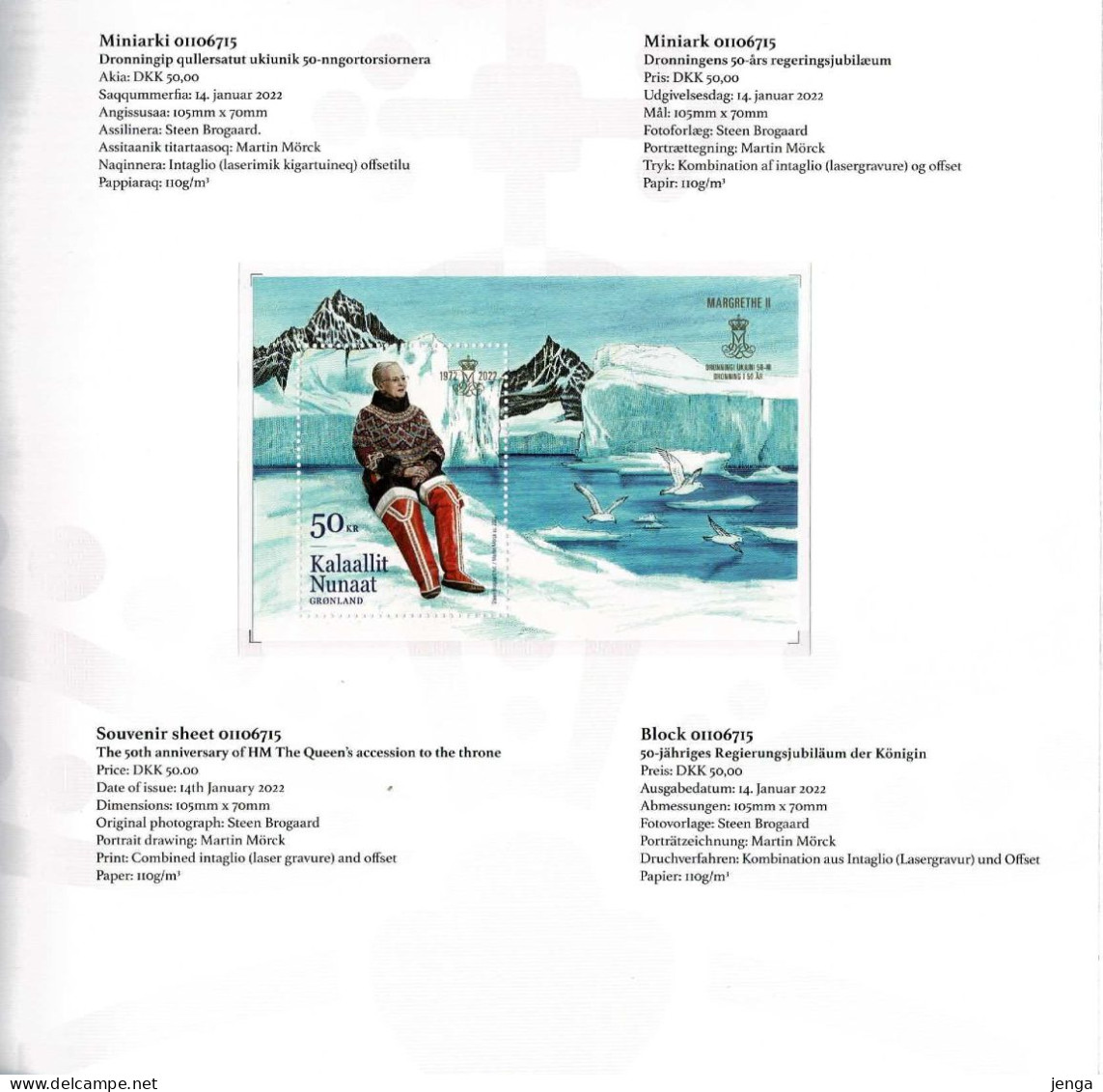 Greenland 2022;  The Queen's 50th Regent Jubile - Souvenir Sheet In Folder; MNH(**). - Nuovi