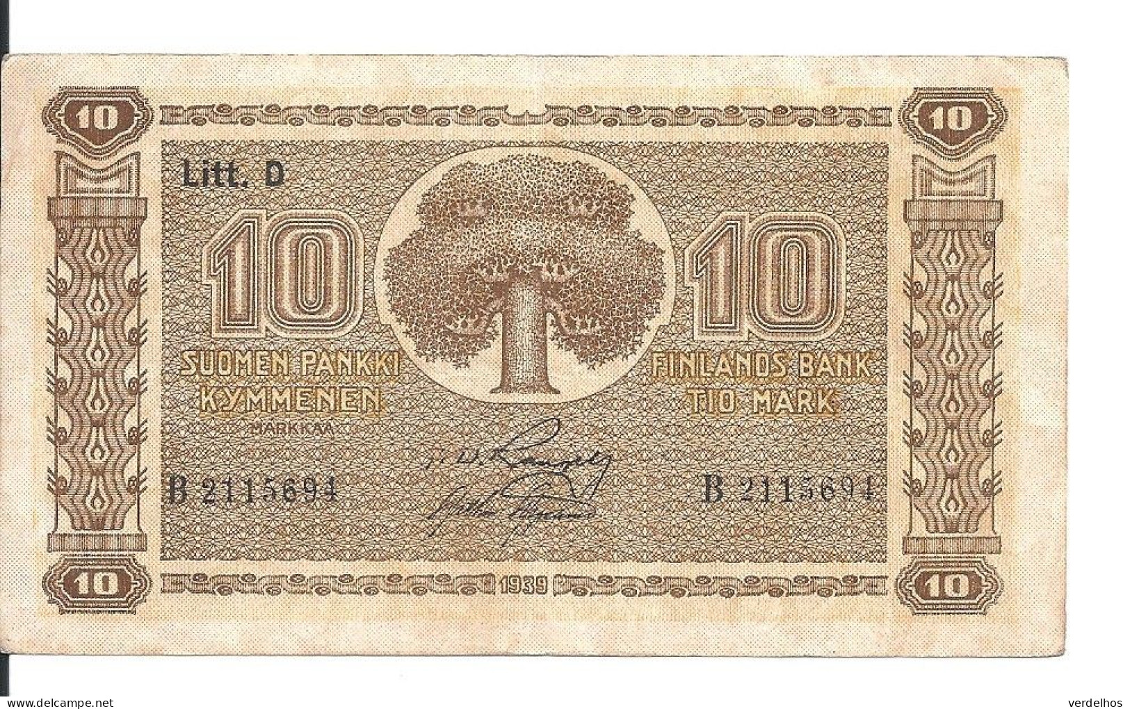 FINLANDE 10 MARKKAA 1939 XF P 70 - Finnland