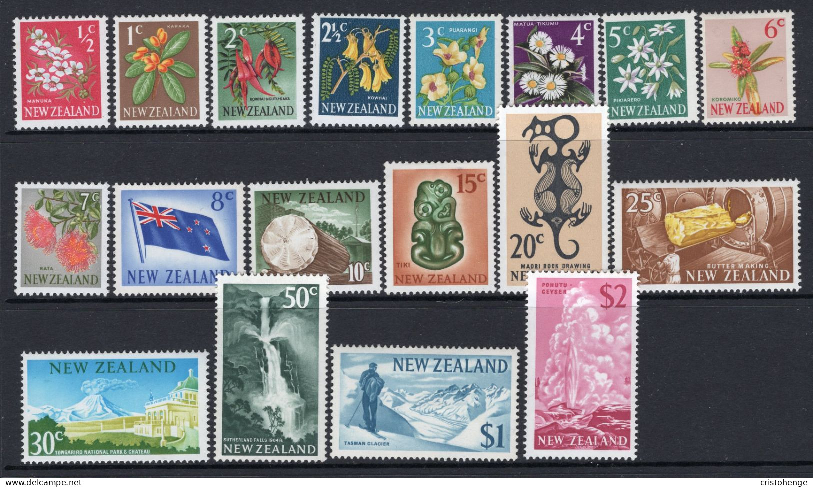 New Zealand 1967 Decimal Pictorials - Complete Set To $2 HM (SG 845-862) - Ongebruikt