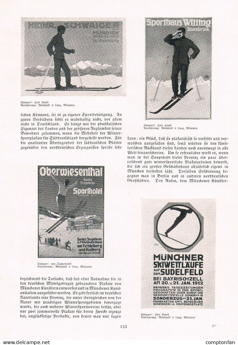 A102 1356 Moos Carl Kunst Hohlwein Deutsche Wintersportplakate Artikel / Bilder 1912 - Malerei & Skulptur