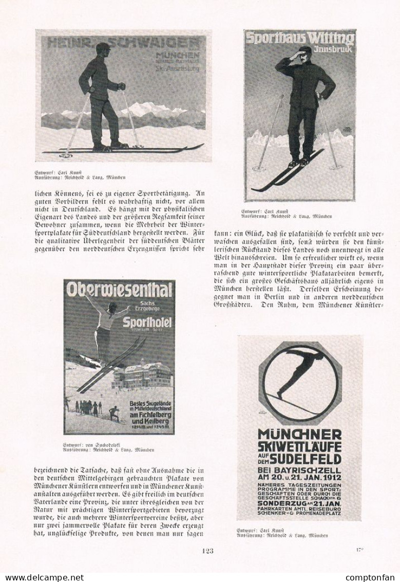 A102 1356 Moos Carl Kunst Hohlwein Deutsche Wintersportplakate Artikel / Bilder 1912 - Pintura & Escultura