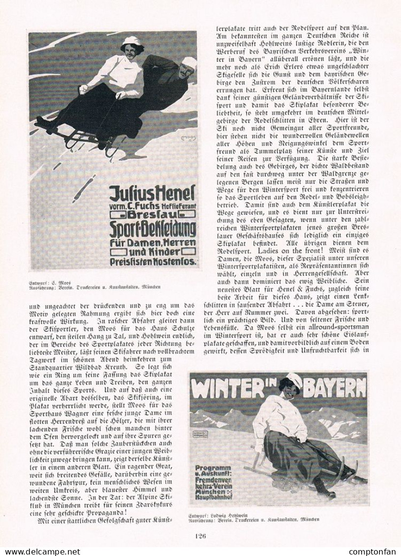 A102 1356 Moos Carl Kunst Hohlwein Deutsche Wintersportplakate Artikel / Bilder 1912 - Painting & Sculpting