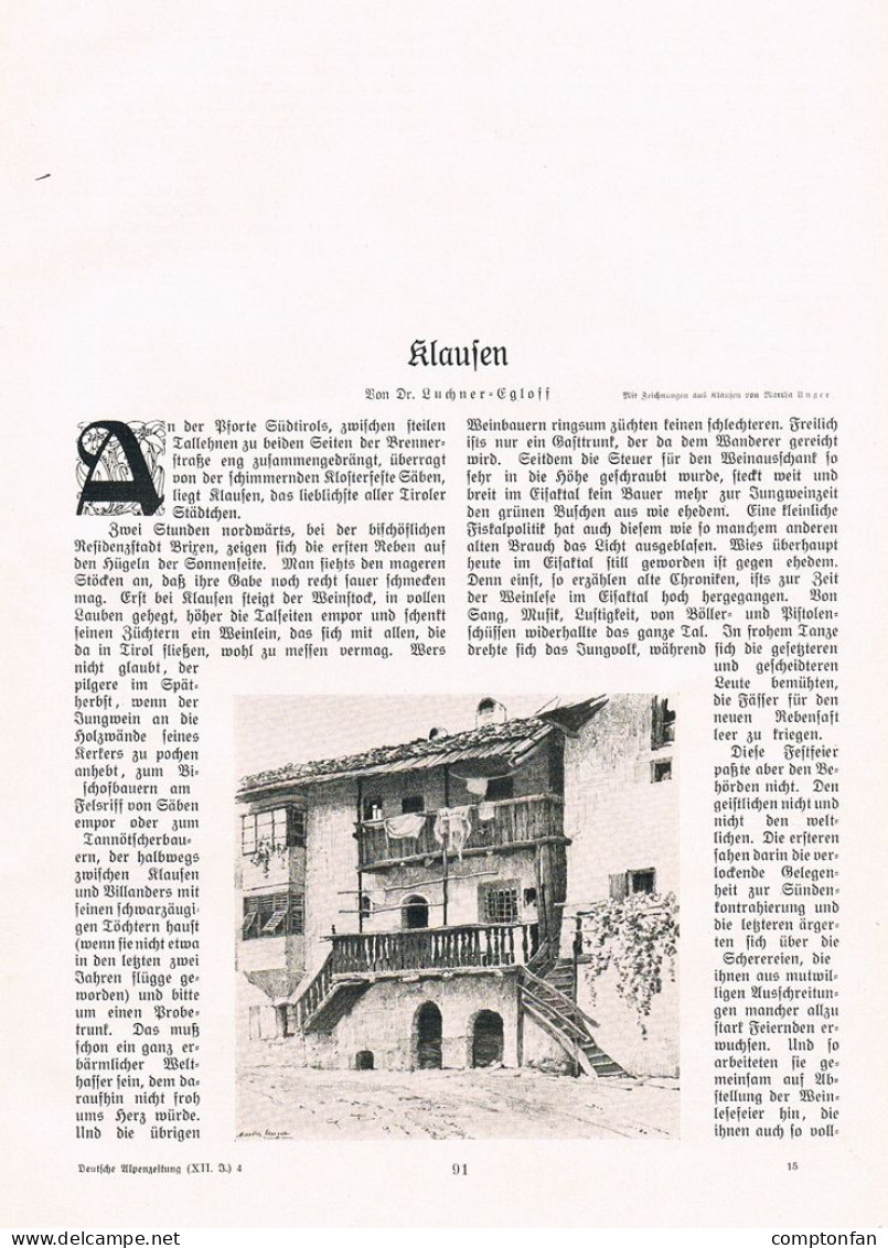 A102 1359 Martha Unger Klausen Chiusa Südtirol Artikel / Bilder 1912 - Autres & Non Classés