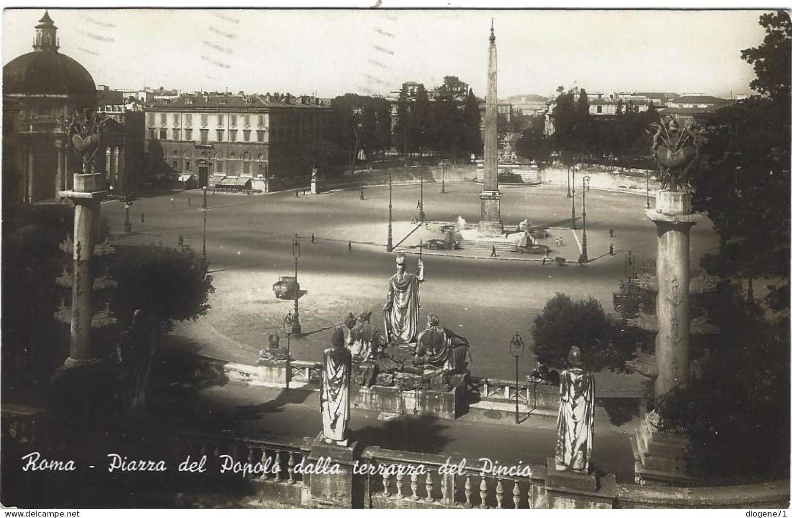 Roma Piazza Del Popolo Dalla Terrazza Del Pincio 1943 PF Molto Bella - Orte & Plätze