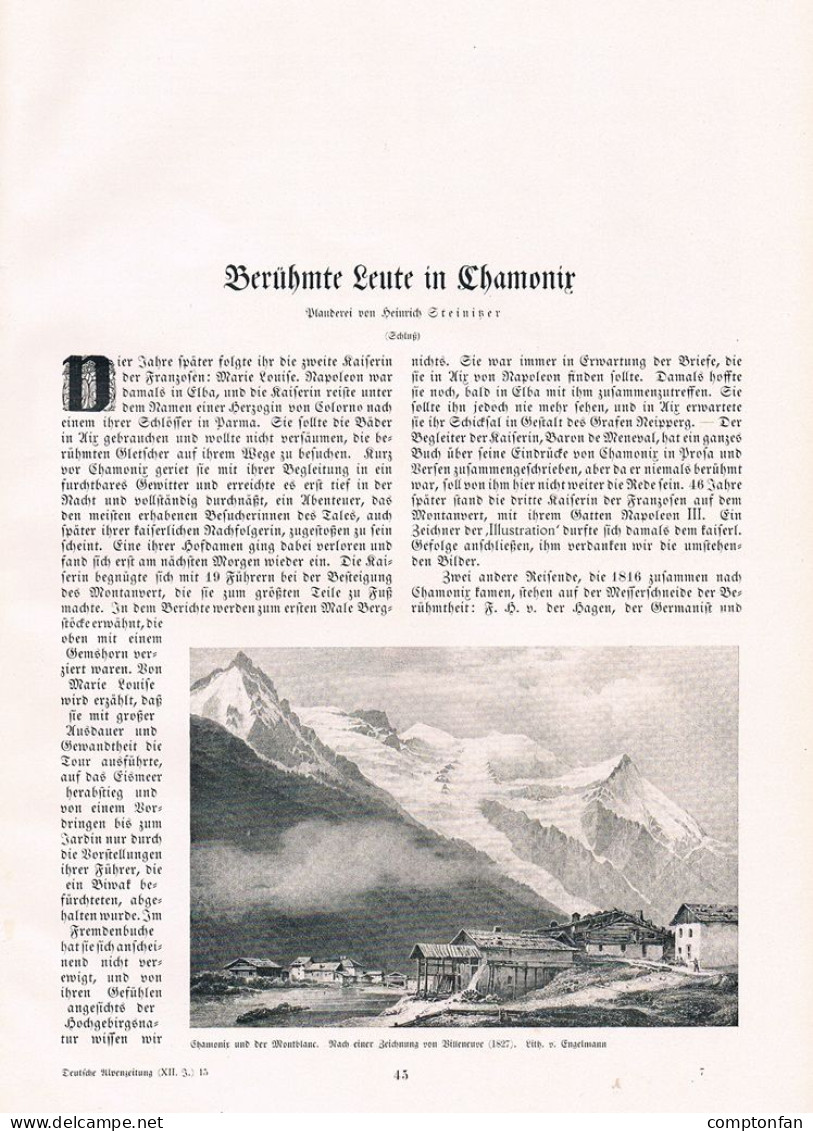 A102 1367 Chamonix berühmte Leute Michel-Gabriel Paccard Artikel / Bilder 1912