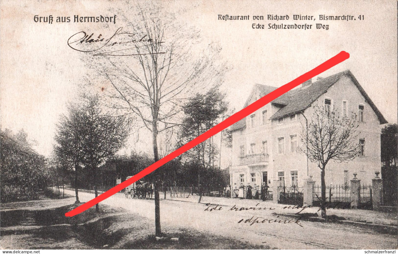 AK Berlin Hermsdorf Mark Gasthof Restaurant Winter Bismarckstraße 41 Schulzendorfer Weg Reinickendorf Frohnau Glienicke - Reinickendorf