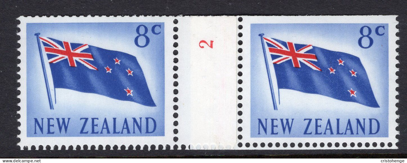 New Zealand 1967 Decimal Pictorials - Wmk. - Coil Pairs - 8c Flag - 2 - MNH - Nuevos