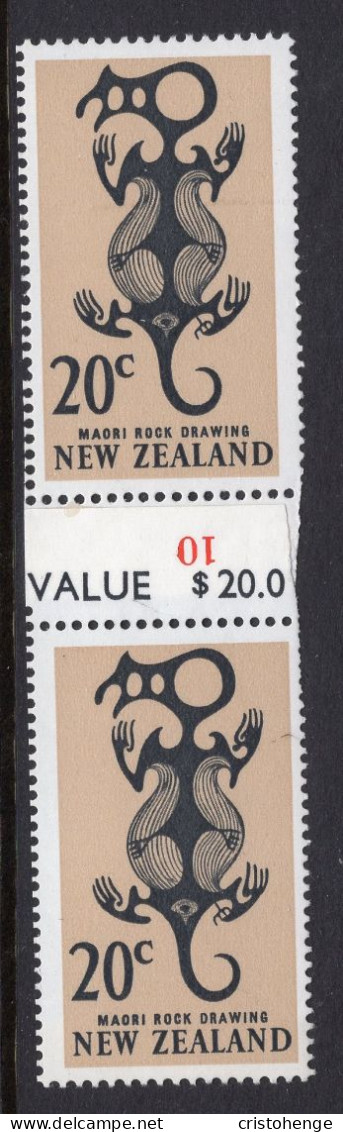 New Zealand 1967 Decimal Pictorials - Wmk. - Coil Pairs - 20c Maori Rock Art - 10 - MNH - Ongebruikt