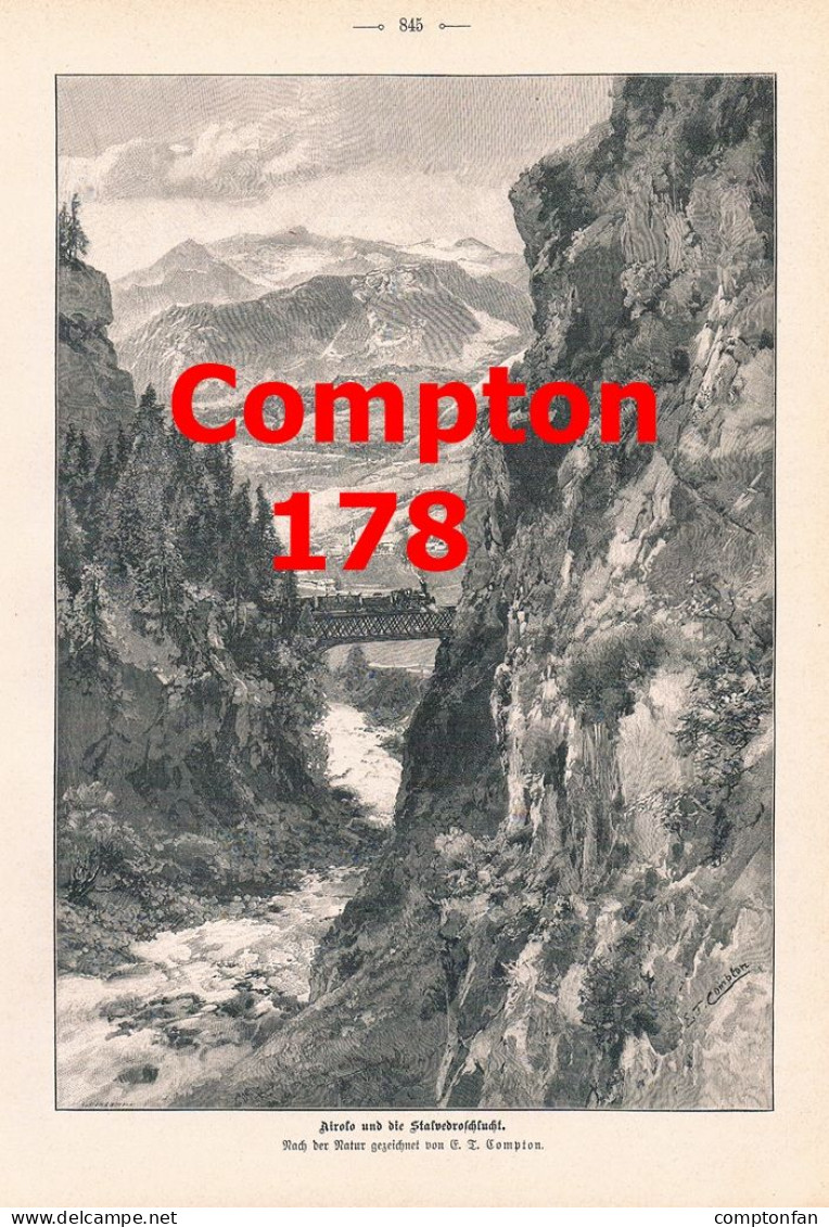 D101 178 E.T.Compton Airolo Eisenbahn Tessin Druck 1891 !!! - Altri & Non Classificati