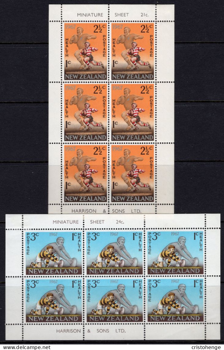 New Zealand 1967 Health - Rugby MS Set Of 2 HM (SG MS869a&b) - Neufs