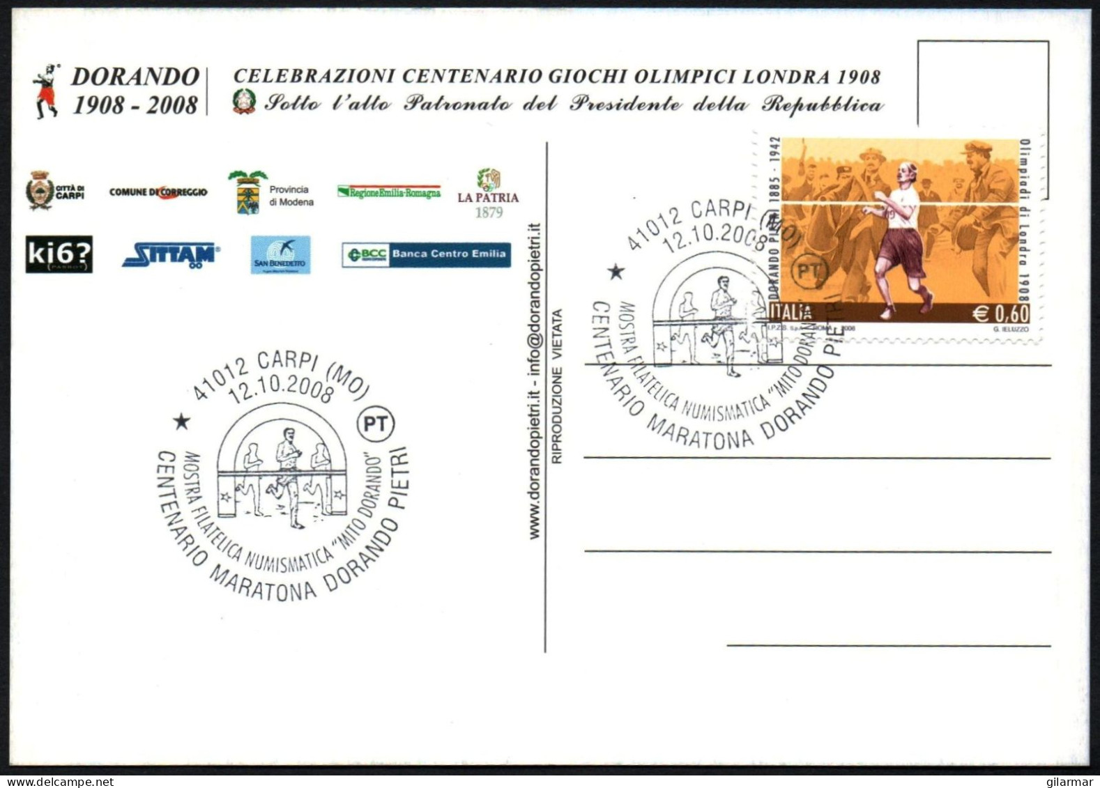 ITALIA CARPI (MO) 2008 - CENTENARIO MARATONA DORANDO PIETRI - OLYMPIC GAMES LONDON 1908 - C.U. - G - Sommer 1908: London